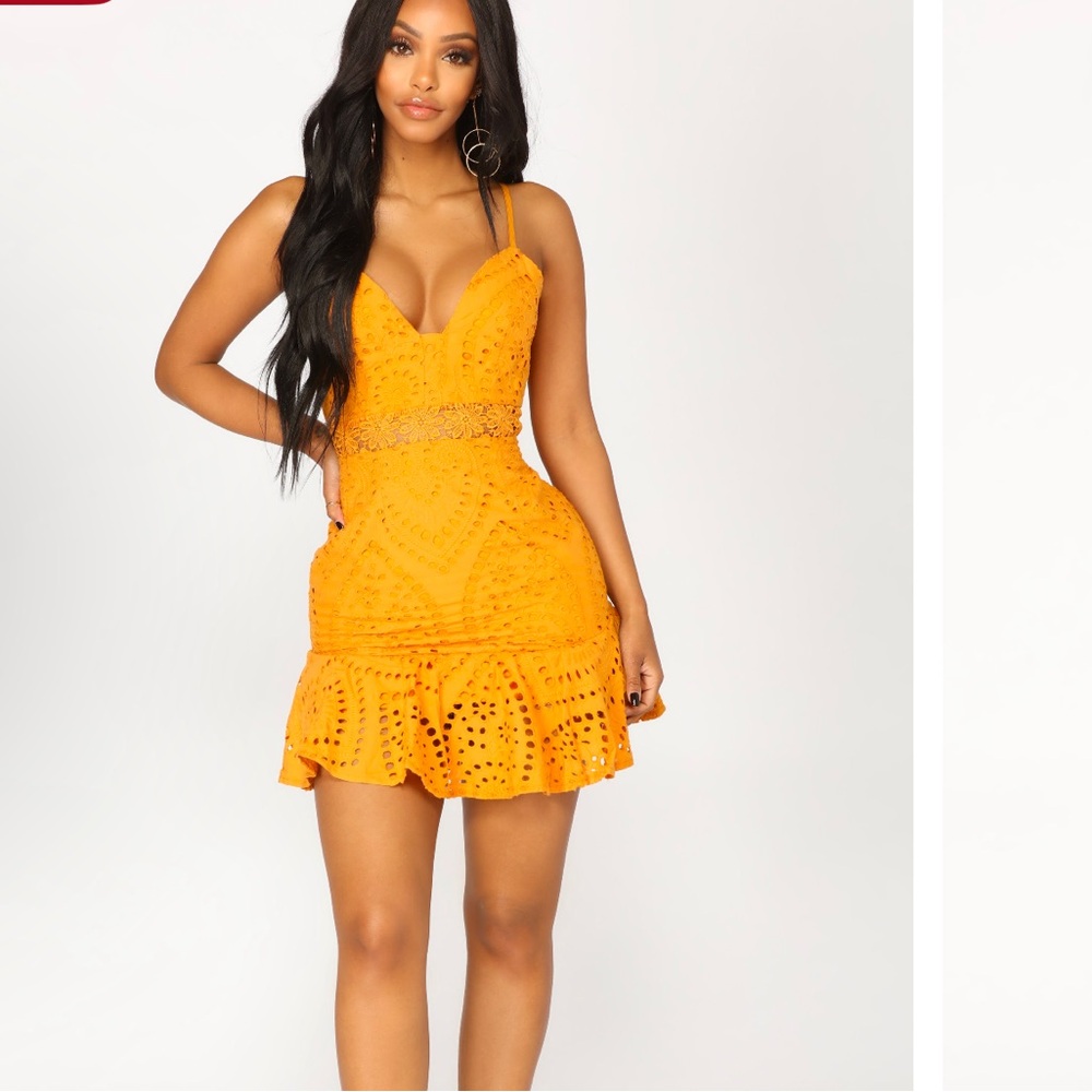 Fashion Nova Sunburst Mini Dress - Orange
